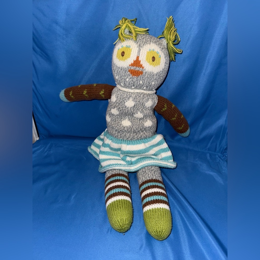 Large Blabla Knot Rag Knit Animal Prudence The Owl Stuffed Artisan
Doll